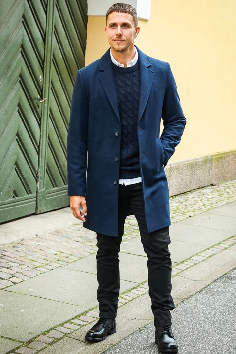 Jack & Jones Harrison Wool Coat Navy Blazer