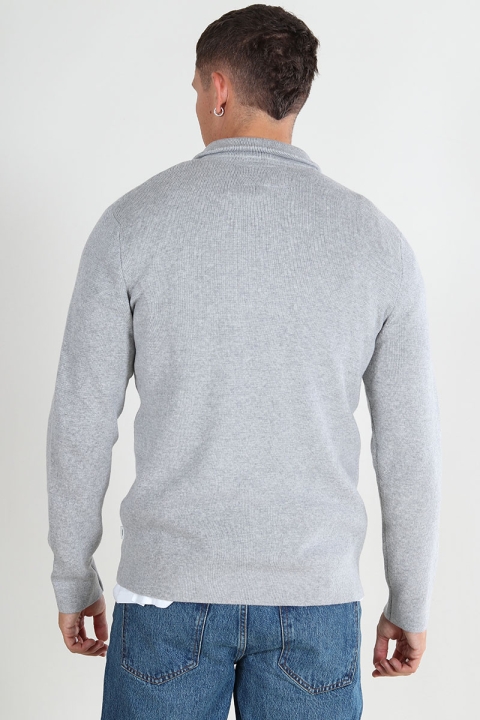 Jack & Jones Milano Stitch Knit Half Zip Light Grey Melange