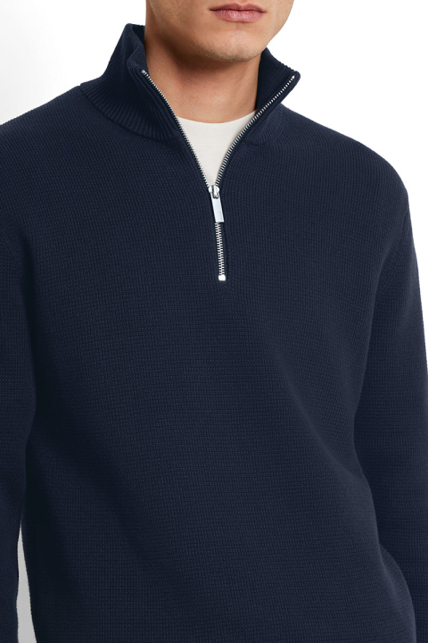 Selected Dane LS Structure Knit Half Zip Sky Captain