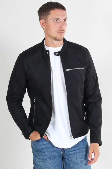 ONLY & SONS Gus Faux Suede Racer Jacket Black