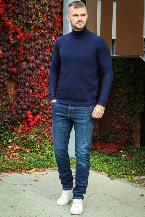 JEFF MALCOLM ROLL NECK KNIT Navy