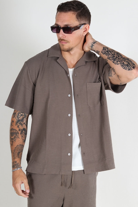 Selected Boxy Casper Waffle SS Shirt Morel