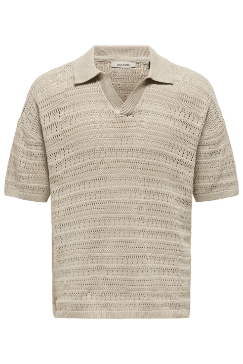 ONLY & SONS Grayson SS Chocket Knit Polo Silver Lining