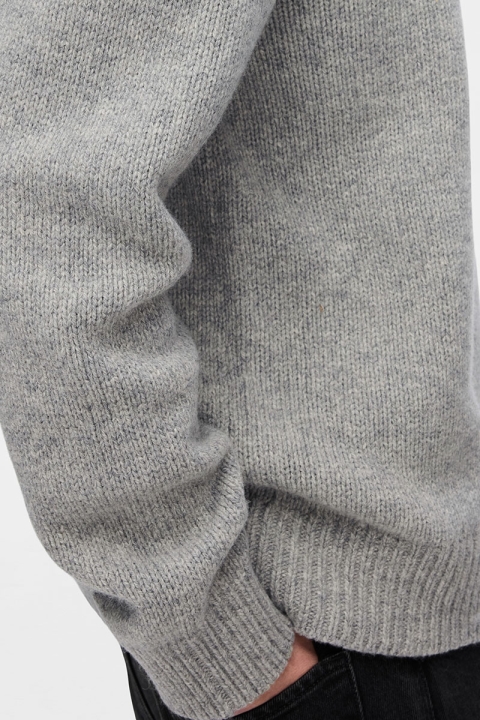 Selected Cody Knit LS Relaxed Crew Neck Light Grey Melange