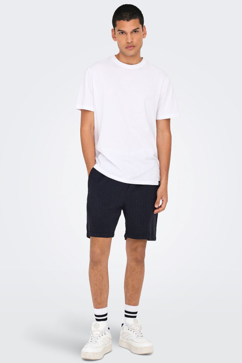 ONLY & SONS Tel Latham Linen Shorts Dark Navy