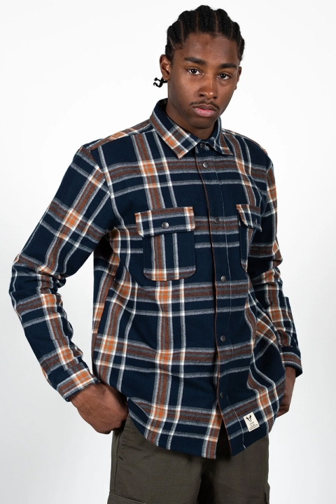 Fat Moose Adrian Cotton Check Shirt Navy Check