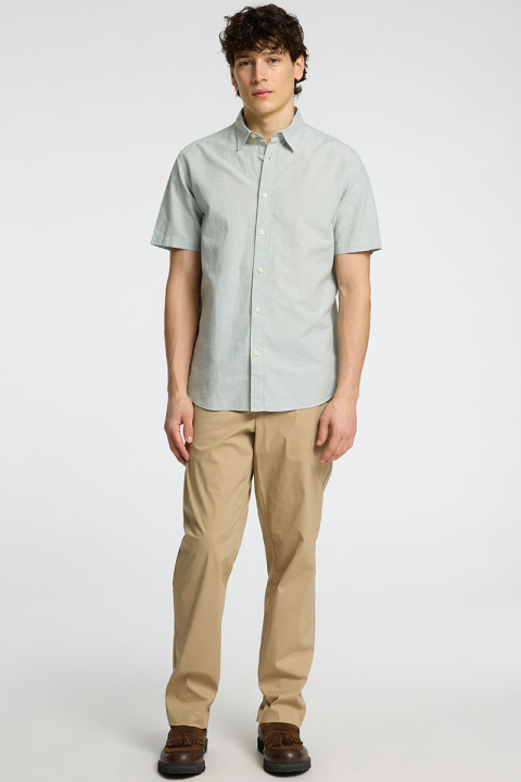 Selected Regular Sun Linen Shirt SS Iceberg Green / White