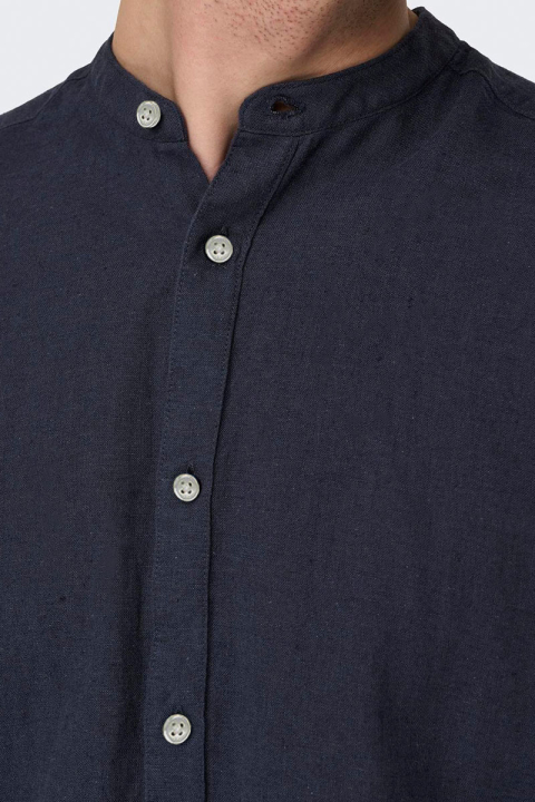 ONLY & SONS CAIDEN LS SOLID LINEN MAO SHIRT Night Sky