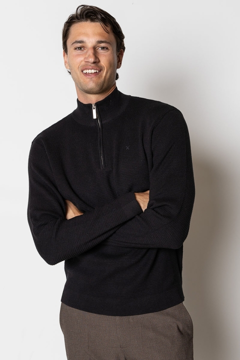 Clean Cut Copenhagen Oscar half-zip knit Black