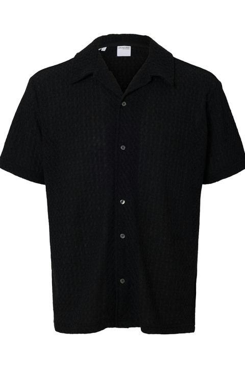 Selected Bane Relax Fit Jacqaurd Shirt SS Black