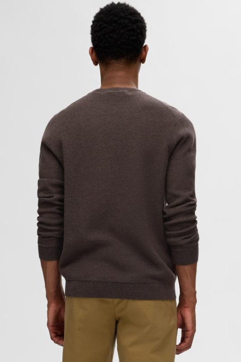 Selected Ross Knit Structure Crew Neck Chocolate Torte