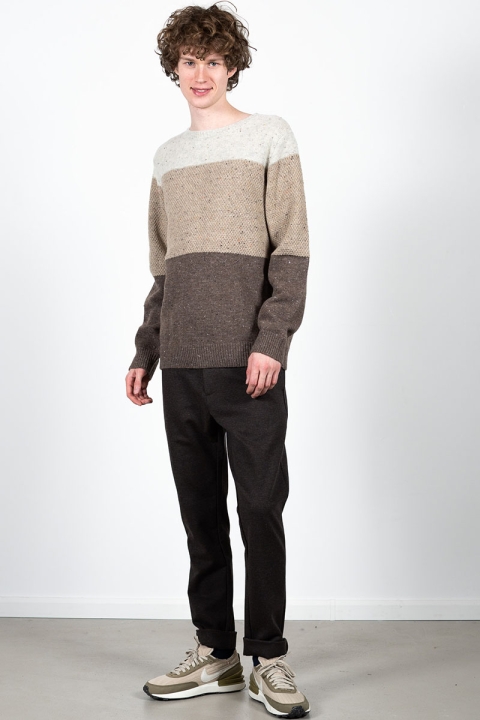 Clean Cut Copenhagen Tim O Neck Knit Brown Mix