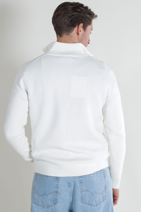 Selected Dane LS Structure Knit Half Zip Bright White