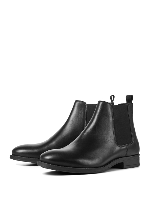 Jack & Jones Wargo Leather Chelsea Boots Anthracite