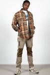 Fat Moose Nathan Cotton Check Overshirt Rust Orange Check