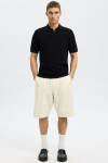 Selected Cran SS Structure Half Zip Knit Polo Black