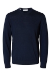 Selected Tray LS Merino Knit Crew Neck Navy Blazer