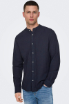 ONLY & SONS CAIDEN LS SOLID LINEN MAO SHIRT Night Sky