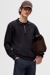 Selected Emanuel Soft Half Zip Sweat Black