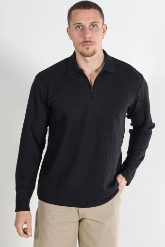 Laethan LS Zip Polo  Black