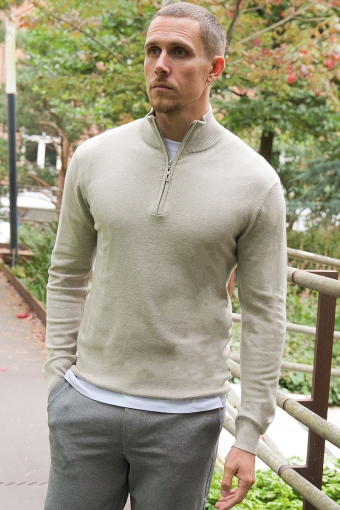 FRANKIE HALF ZIP KNIT Beige