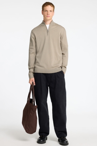 Tray LS Merino Knit Half Zip Kelp