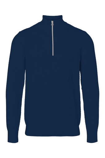 Carlo Cotton half zip knit Sky Captain