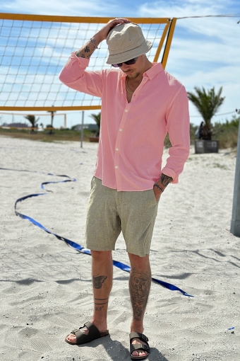 Enea Allan Linen Shirt LS Powder Pink