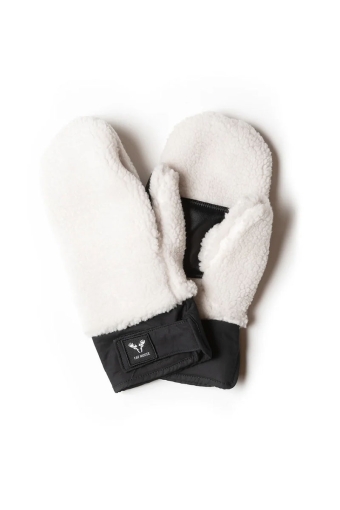 Pile mittens Off White