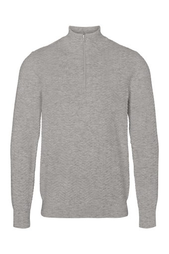 Carlo Cotton half zip knit Lt Grey Mix