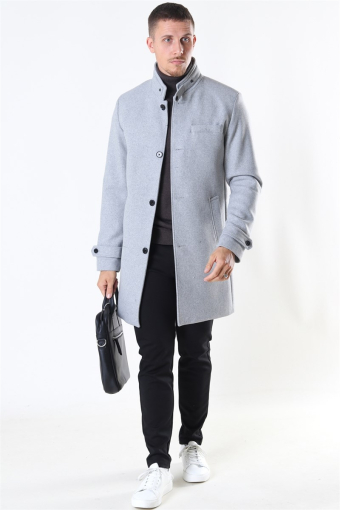 Melton Wool Coat Light Grey Melange