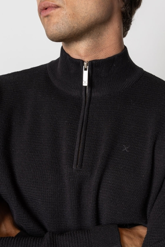 Oscar half-zip knit Black