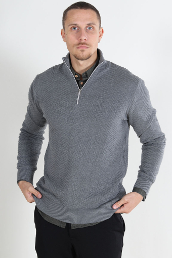 Carlo Cotton half zip knit Lt Grey Mix