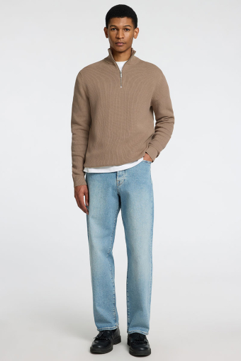 Dane LS Structure Knit Half Zip Greige