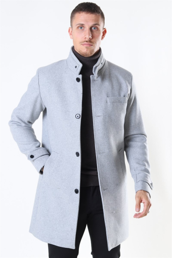 Melton Wool Coat Light Grey Melange