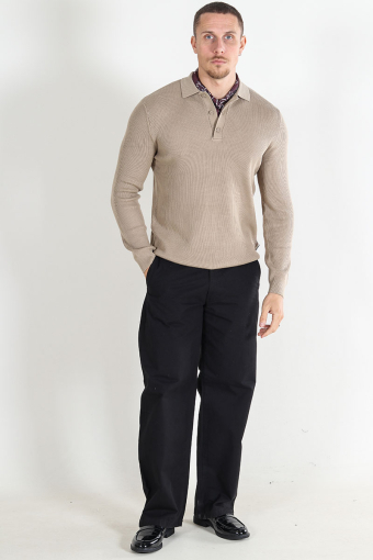 Phil Rib LS Polo Knit Chinchilla