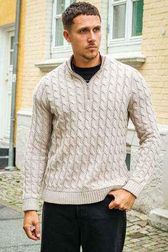 Kicker Cable Knit Half Zip Oatmeal