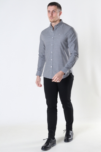 Oxford Stretch Plain L/S Light Grey Mel