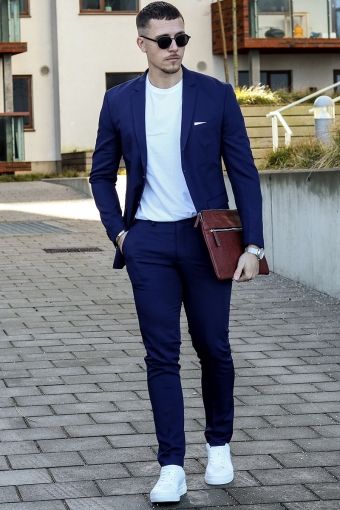 FRANCO Kostym Medieval Blue SUPER SLIM FIT