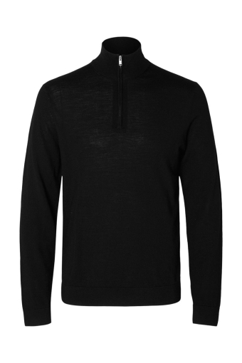 Tray LS Merino Knit Half Zip Black