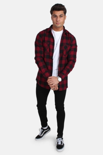 Checked Flanell Skjorta Black/Burgundy