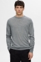 Selected Tray LS Merino Knit Crew Neck Medium Grey Melange